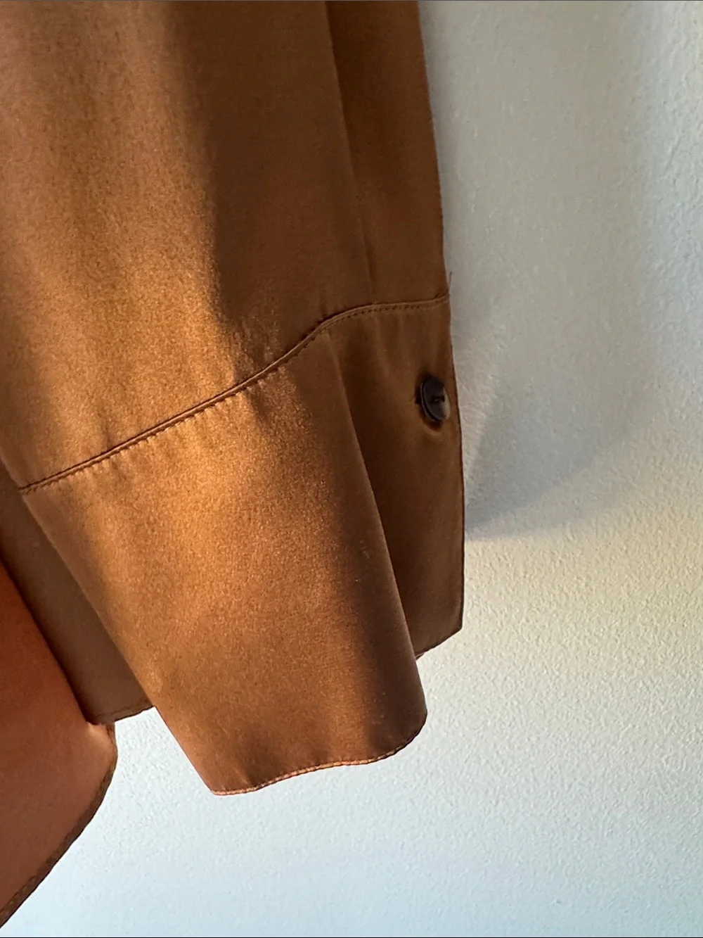 Lafayette 148 New York Ruffled Satin Blouse - Copper Brown - Picture 4 of 5